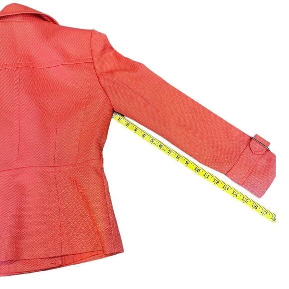 Tahari ASL Double Breasted Blazer w/ Belted Cuffs & Gold Buttons Orange Red SZ.4 - Picture 11 of 16